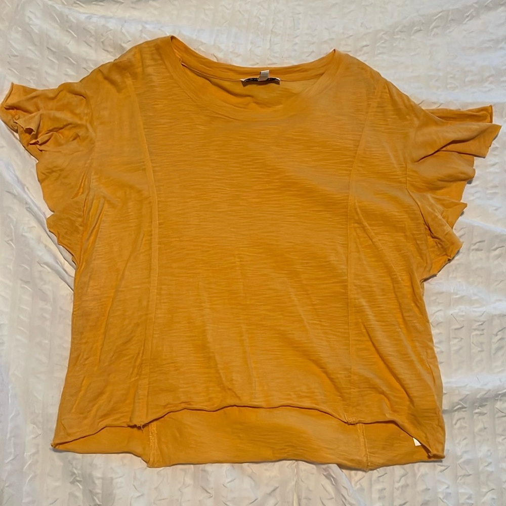 WILLIAM RAST mustard yellow ruffle shirt